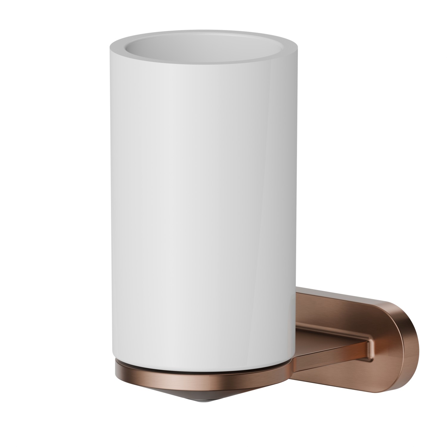Wall-mounted tumbler holder. White ceramic - finish PVD Brushed Copper Bronze