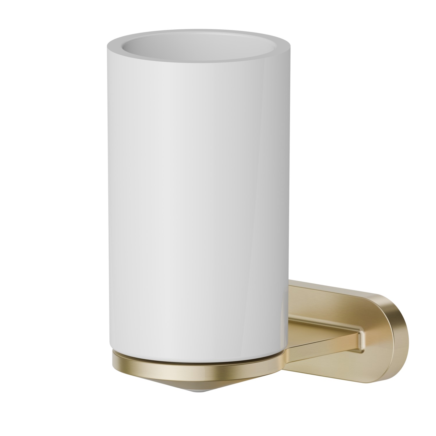 Wall-mounted tumbler holder. White ceramic - finish PVD Brushed Gold