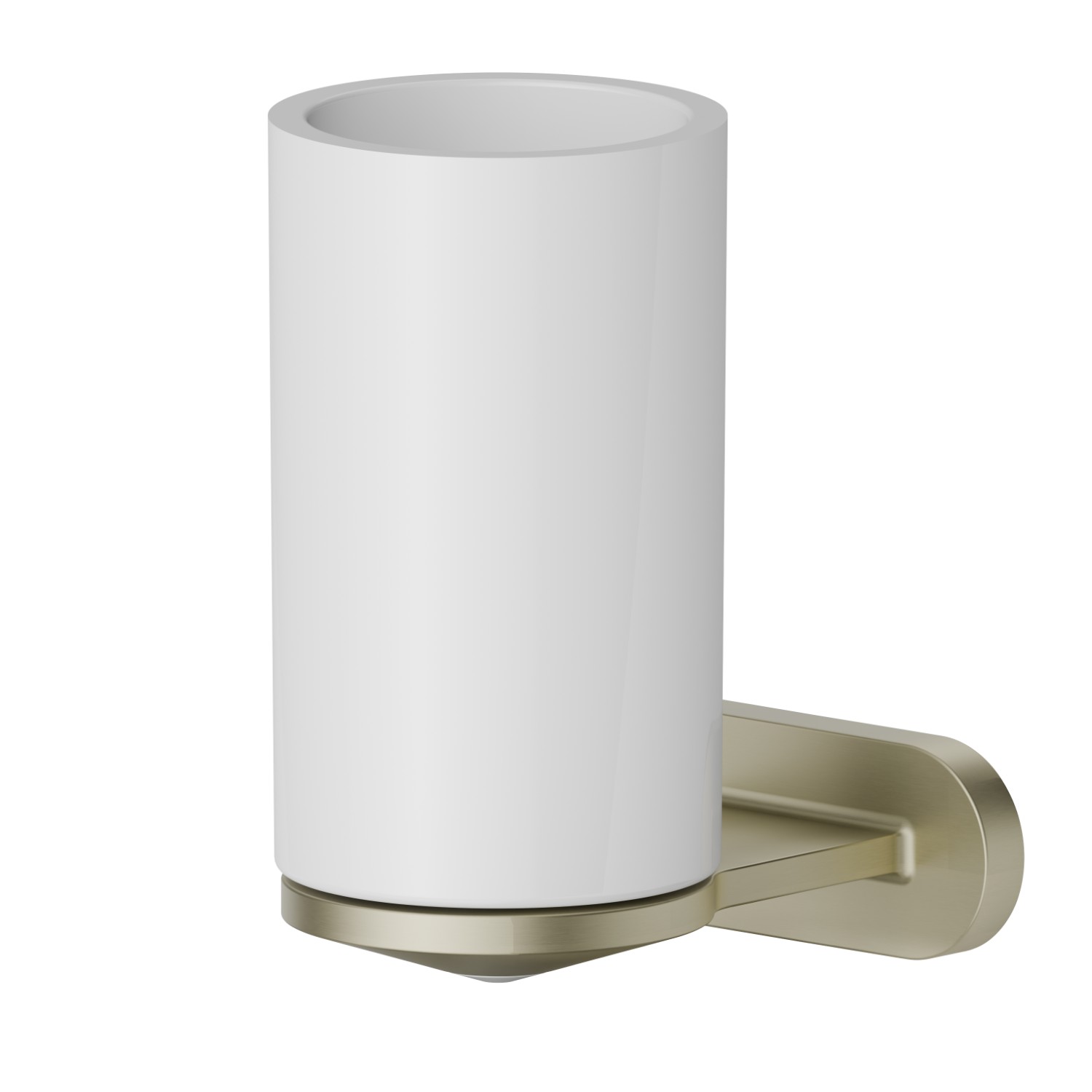 Wall-mounted tumbler holder. White ceramic - finish PVD Brushed Pale Gold