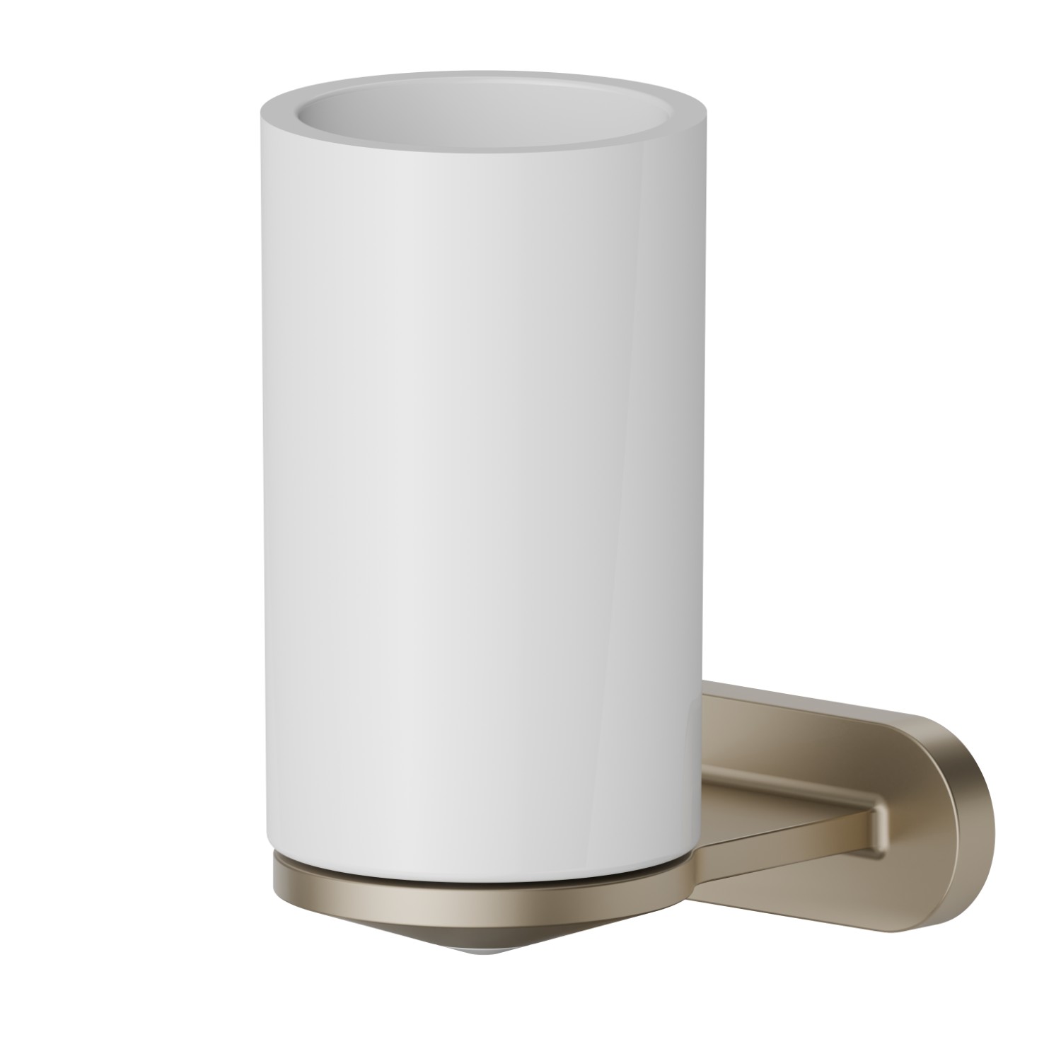 Wall-mounted tumbler holder. White ceramic - finish Gold Satin