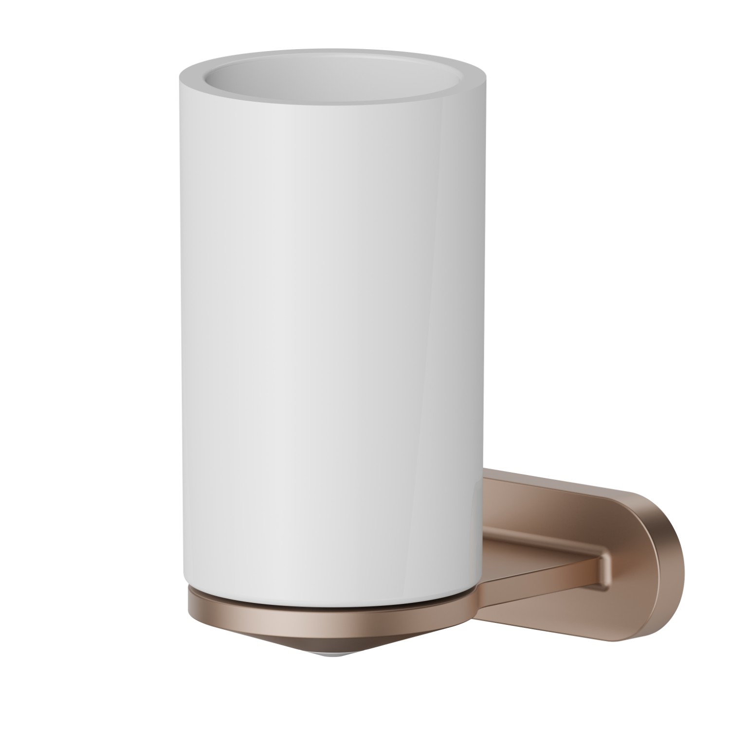Wall-mounted tumbler holder. White ceramic - finish Copper Satin