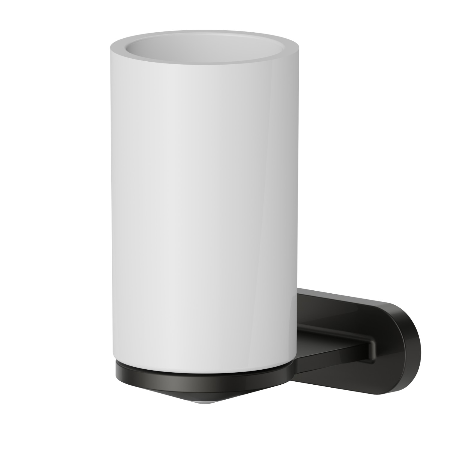 Wall-mounted tumbler holder. White ceramic - finish Carbon Satin