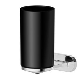 Wall-mounted tumbler holder.  Black ceramic - finish Chrome