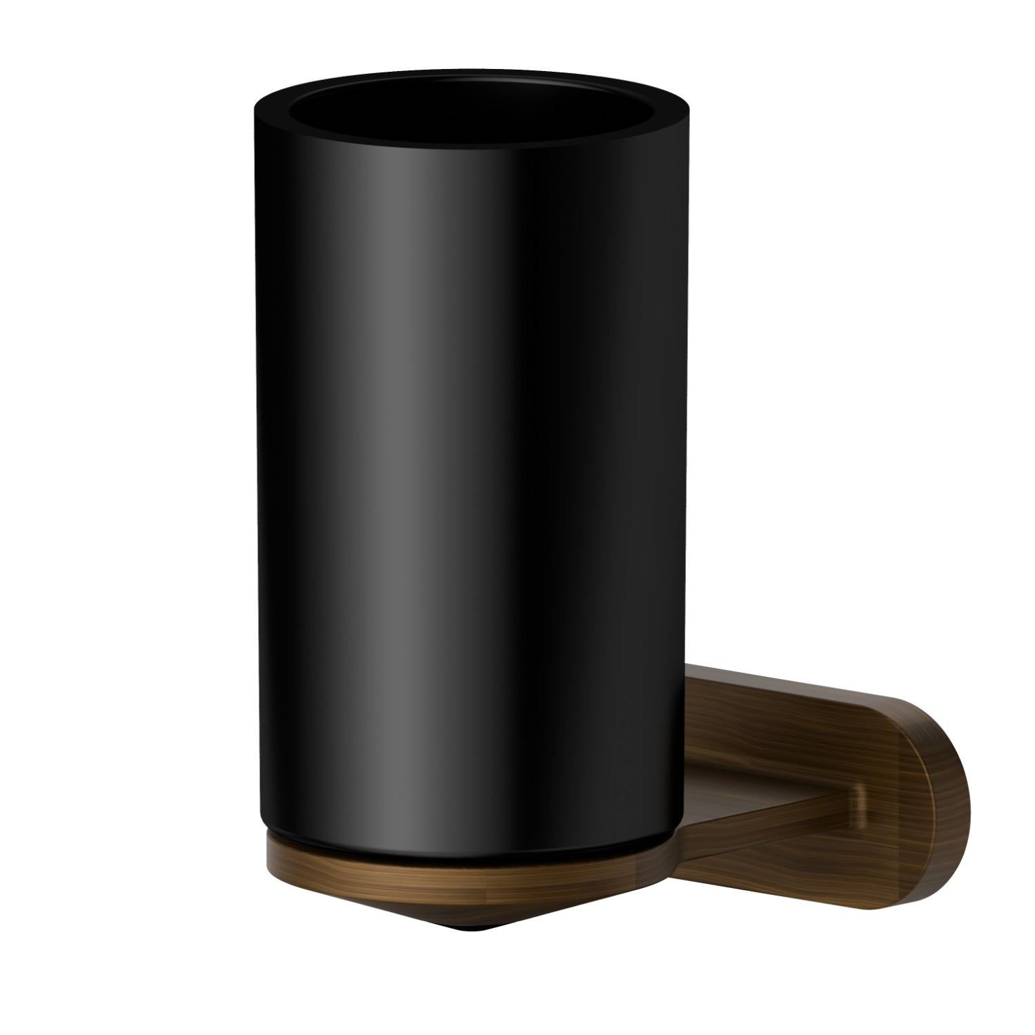 Wall-mounted tumbler holder.  Black ceramic - finish Groove Bronze