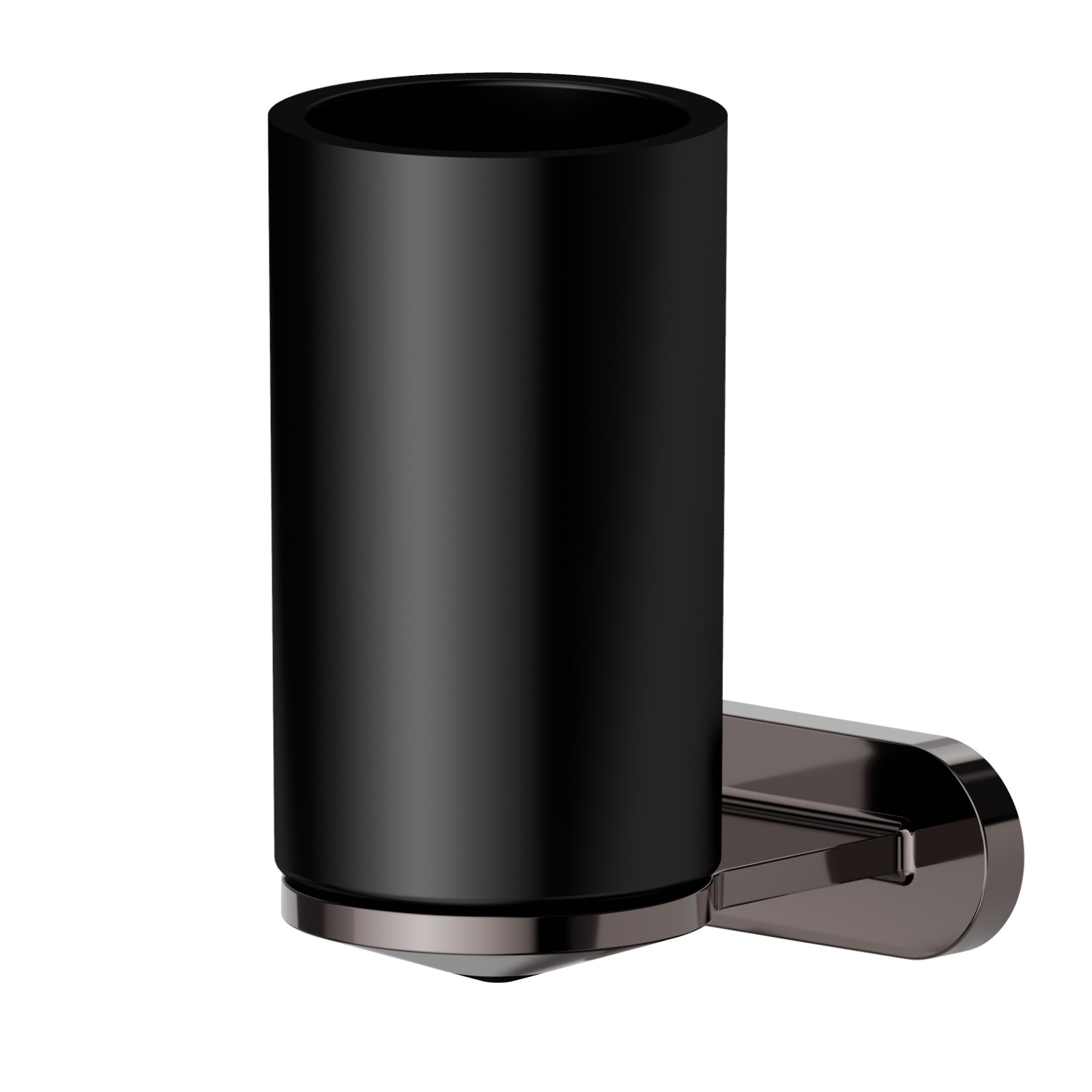 Wall-mounted tumbler holder.  Black ceramic - finish PVD Gun Metal