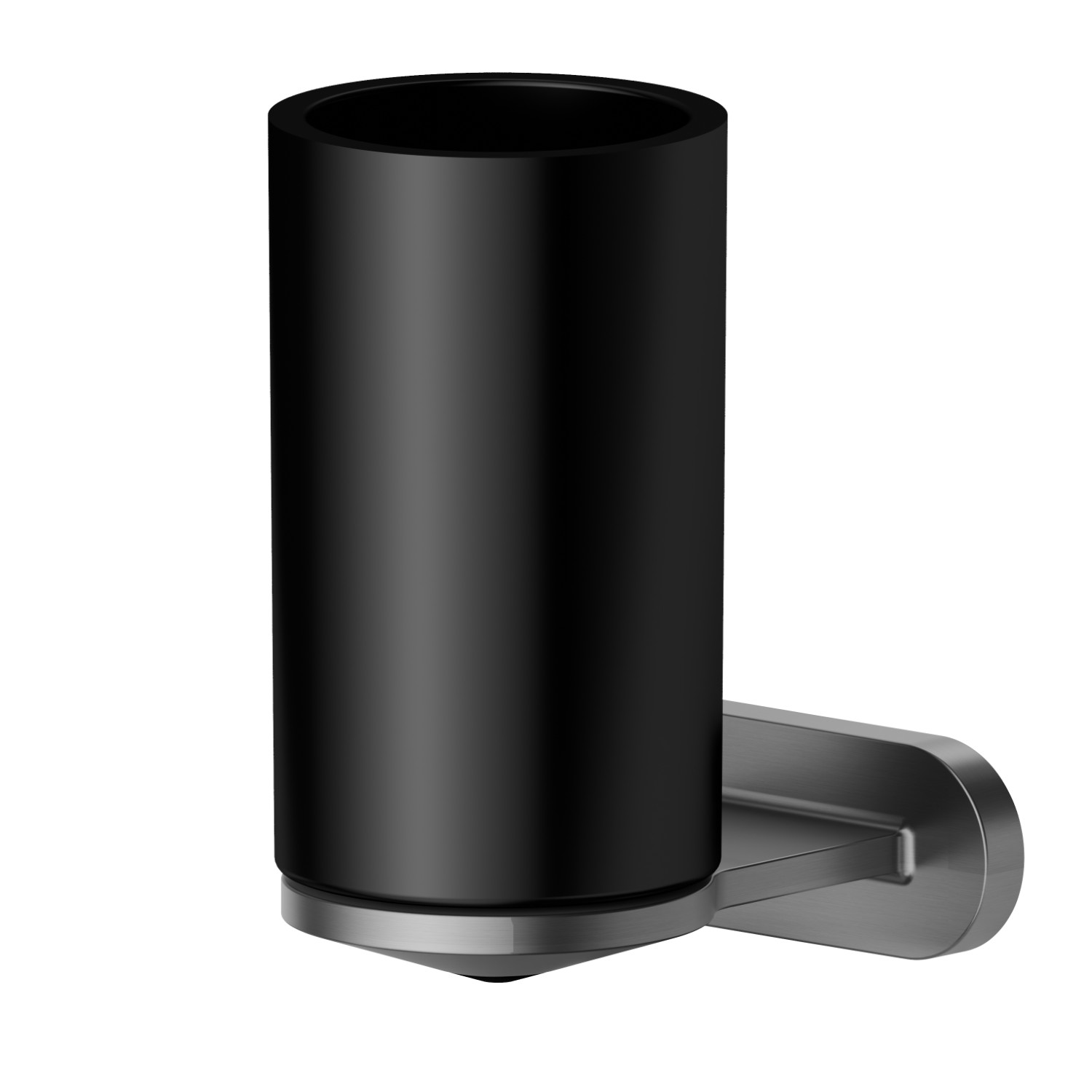 Wall-mounted tumbler holder.  Black ceramic - finish PVD Brushed Gun Metal