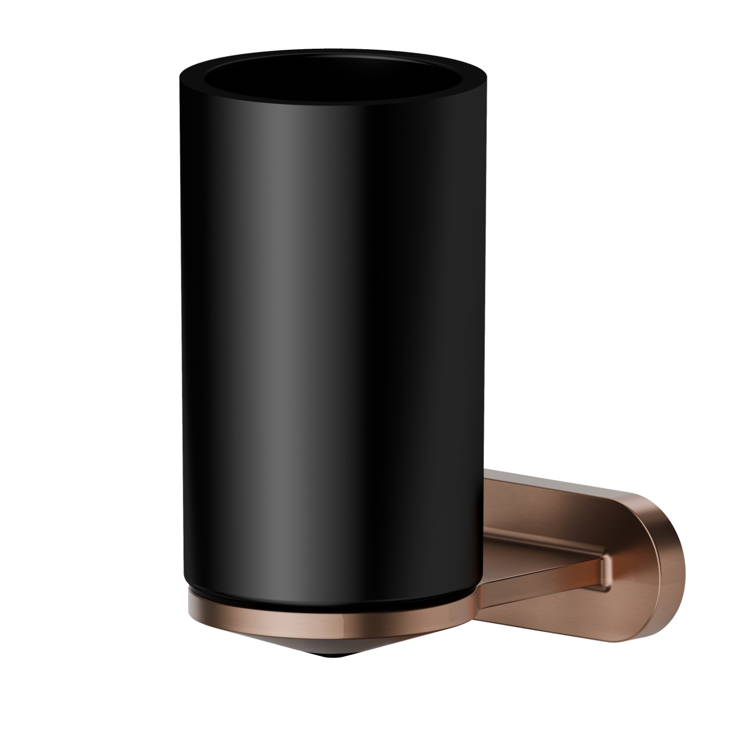 Wall-mounted tumbler holder.  Black ceramic - finish PVD Brushed Copper Bronze
