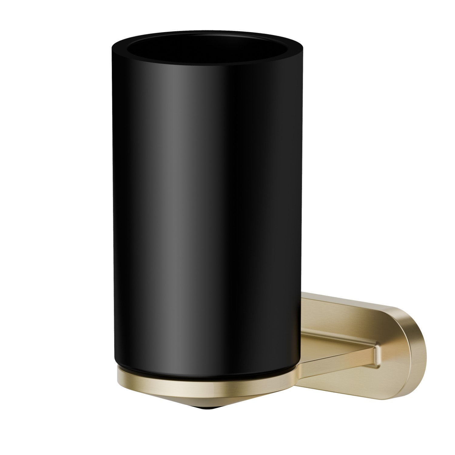 Wall-mounted tumbler holder.  Black ceramic - finish PVD Brushed Gold