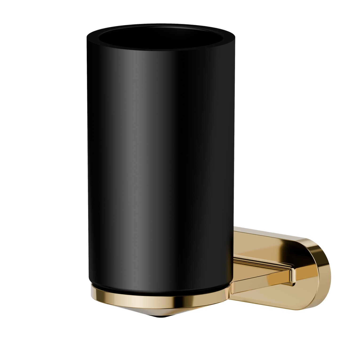 Wall-mounted tumbler holder.  Black ceramic - finish PVD Glossy Gold