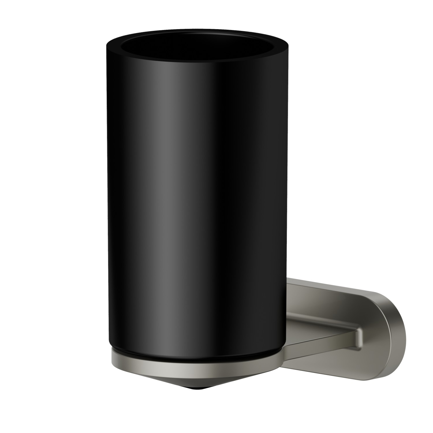 Wall-mounted tumbler holder.  Black ceramic - finish Titanium Satin