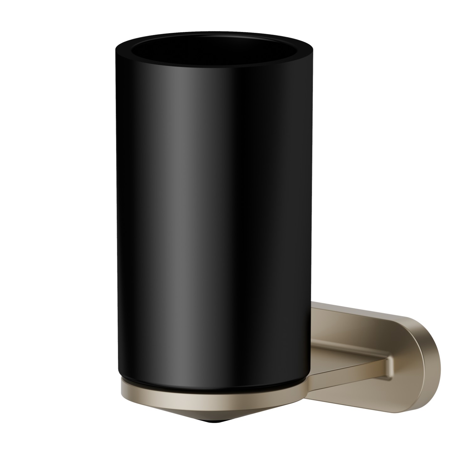 Wall-mounted tumbler holder.  Black ceramic - finish Gold Satin