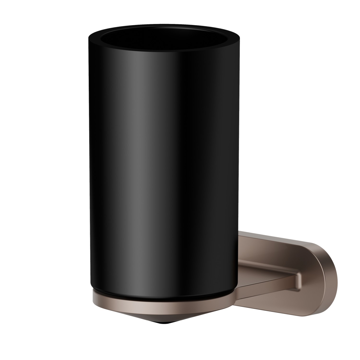 Wall-mounted tumbler holder.  Black ceramic - finish Copper Glossy