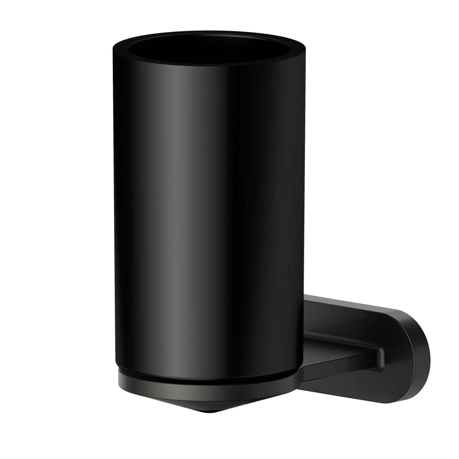 Wall-mounted tumbler holder.  Black ceramic - finish Carbon Satin