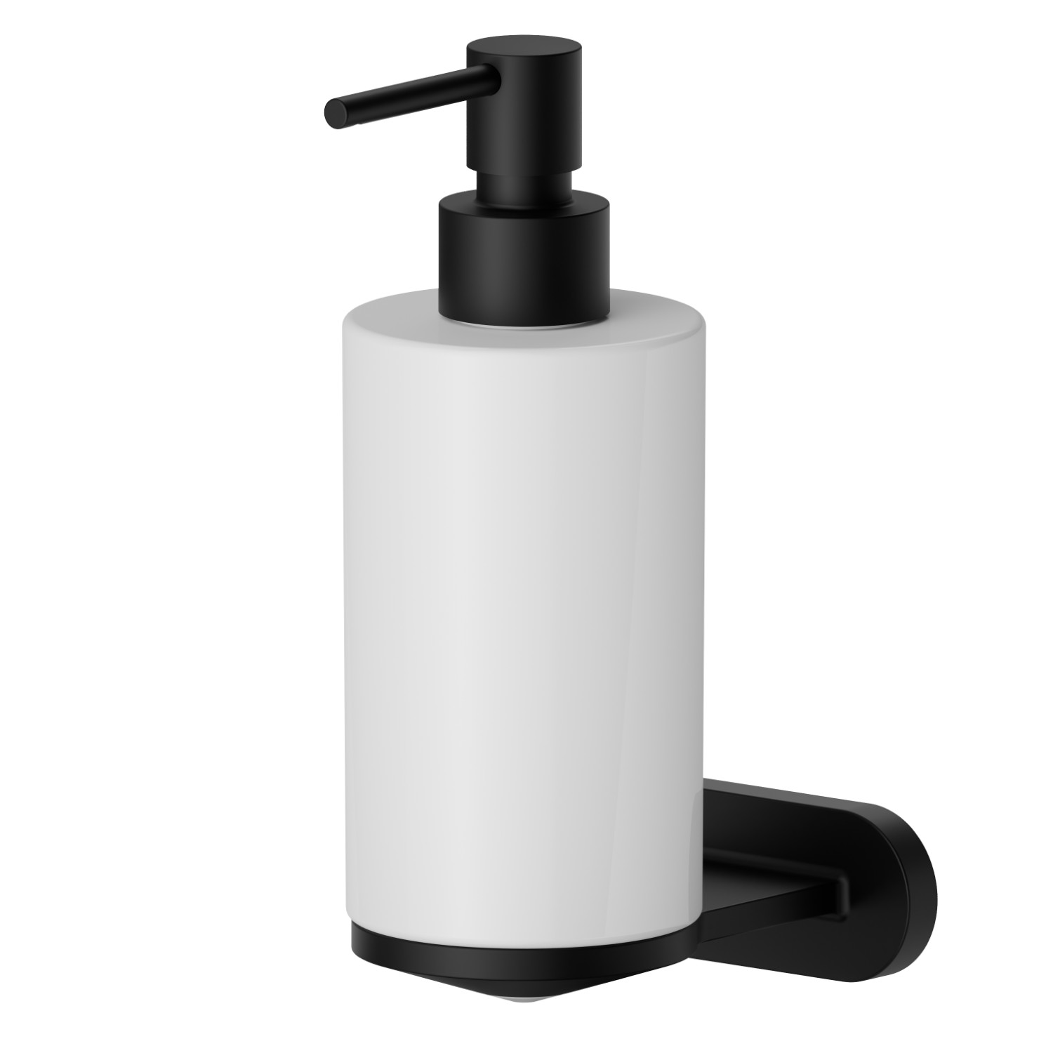 Wall-mounted soap dispenser. White ceramic - finish Matt Black