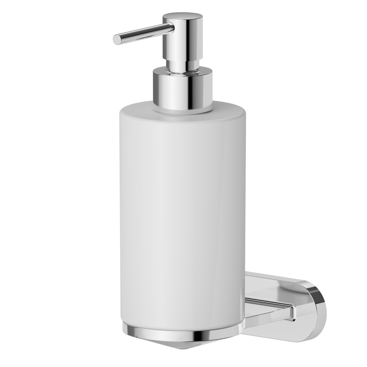 Wall-mounted soap dispenser. White ceramic - finish Chrome