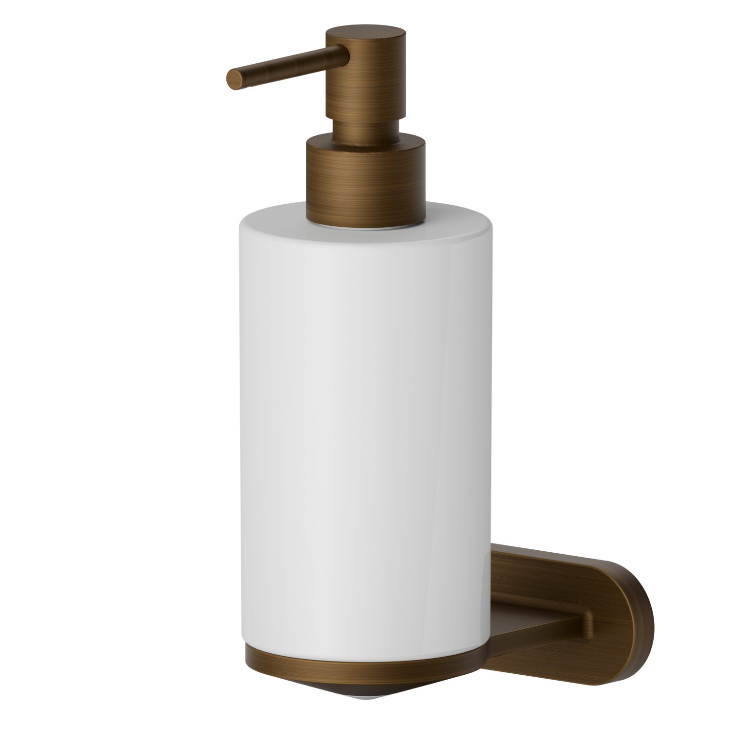 Wall-mounted soap dispenser. White ceramic - finish Groove Bronze
