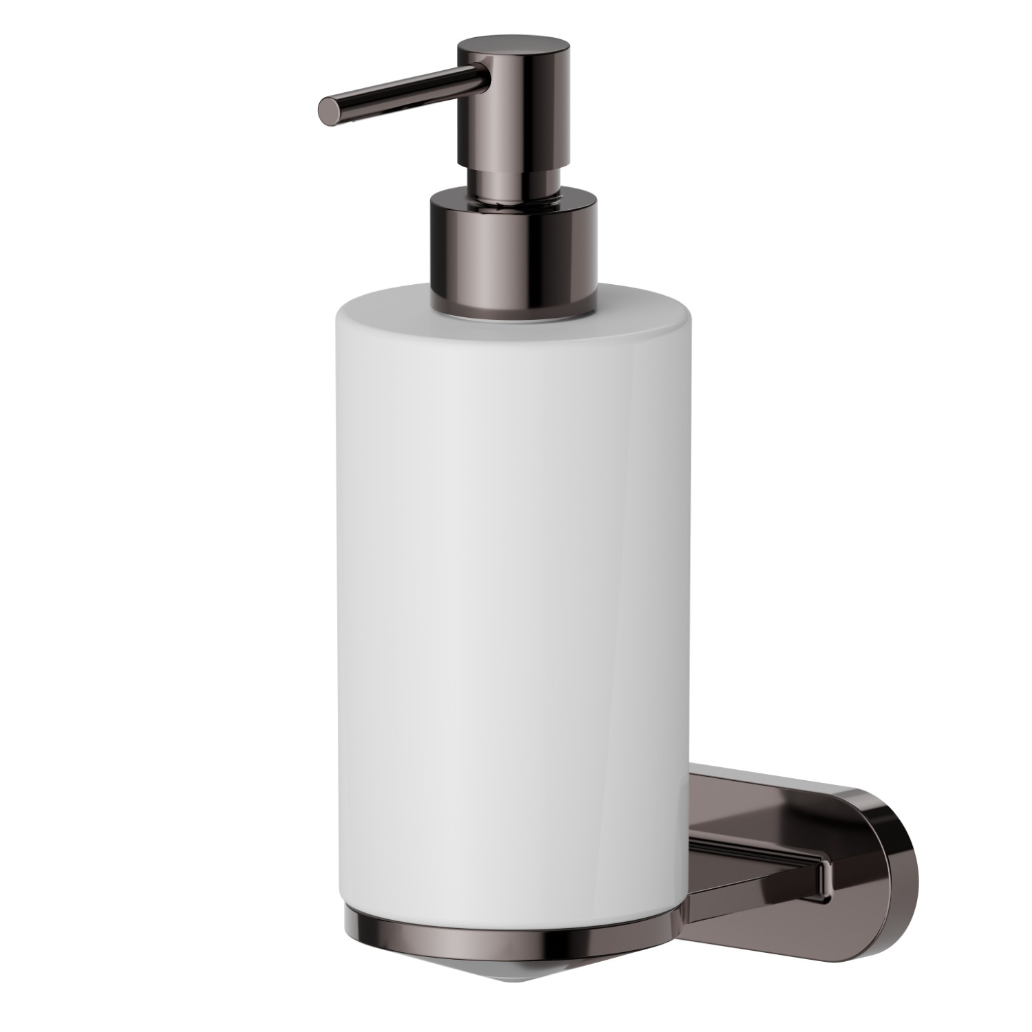 Wall-mounted soap dispenser. White ceramic - finish PVD Gun Metal