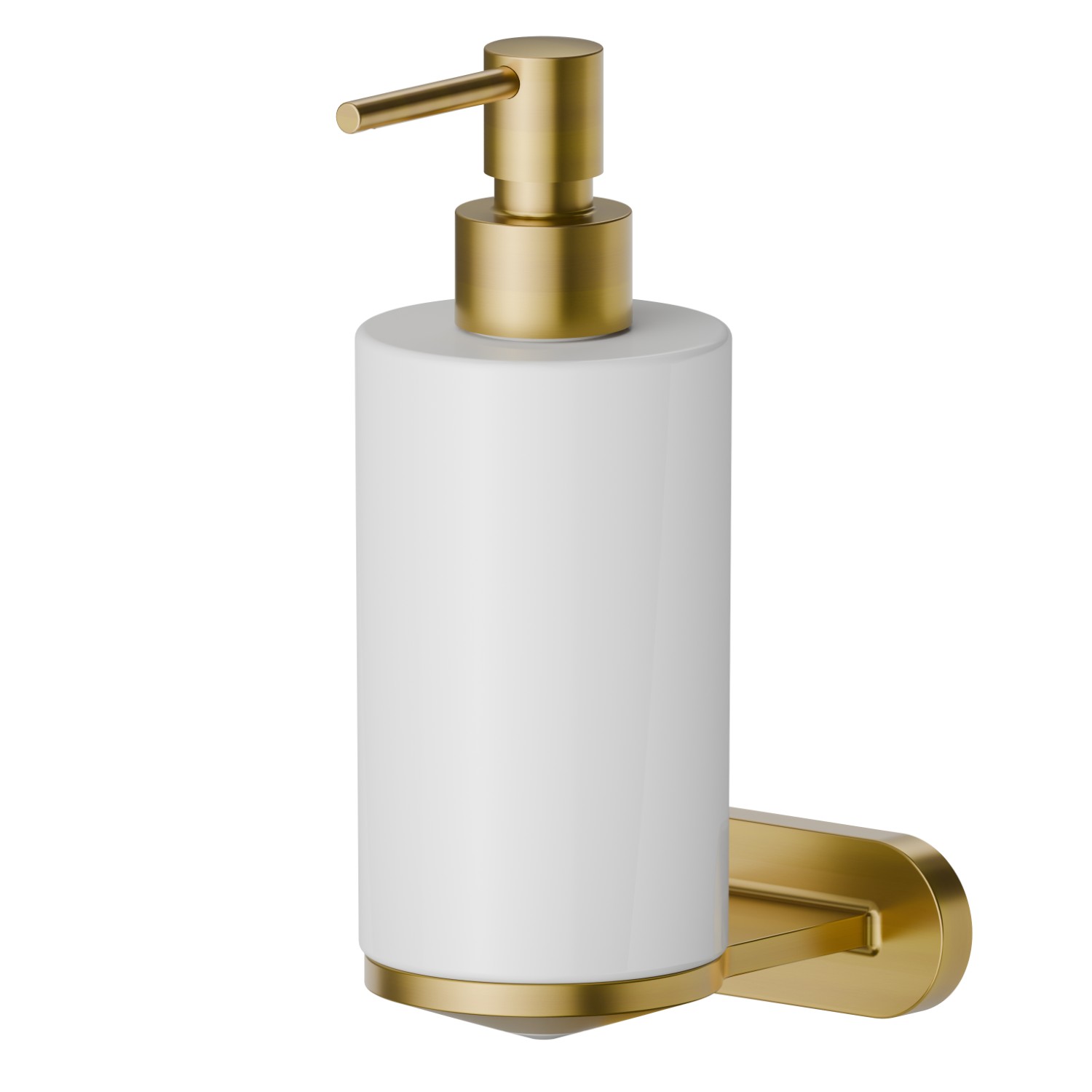 Wall-mounted soap dispenser. White ceramic - finish PVD Brushed Gold