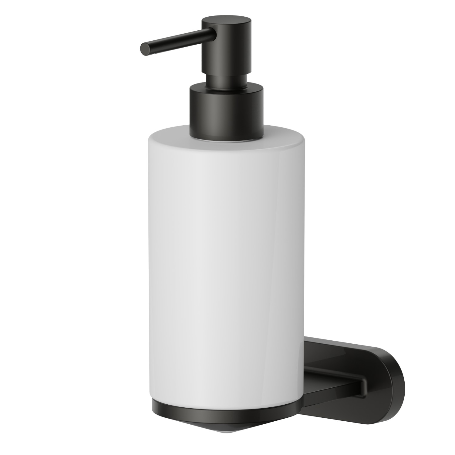 Wall-mounted soap dispenser. White ceramic - finish Carbon Satin