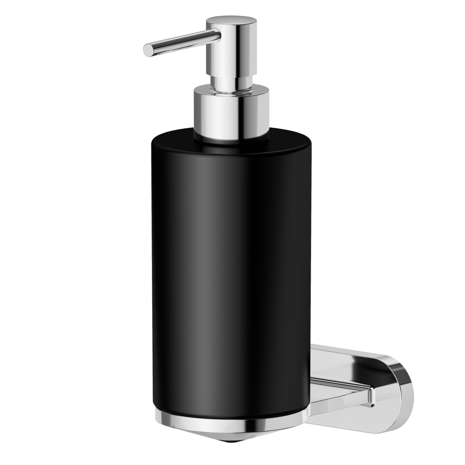 Wall-mounted soap dispenser. Black ceramic - finish Chrome