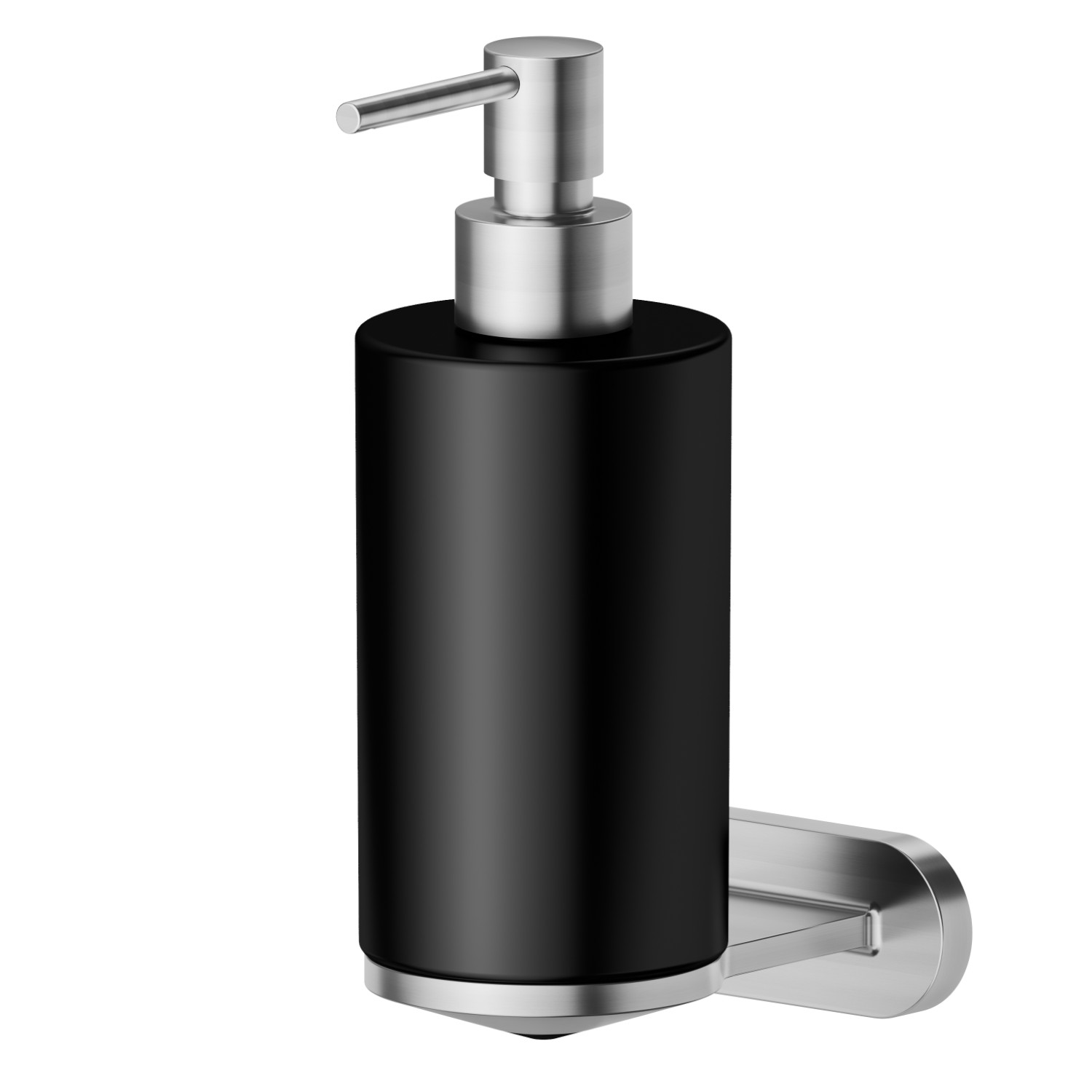 Wall-mounted soap dispenser. Black ceramic - finish PVD Brushed steel