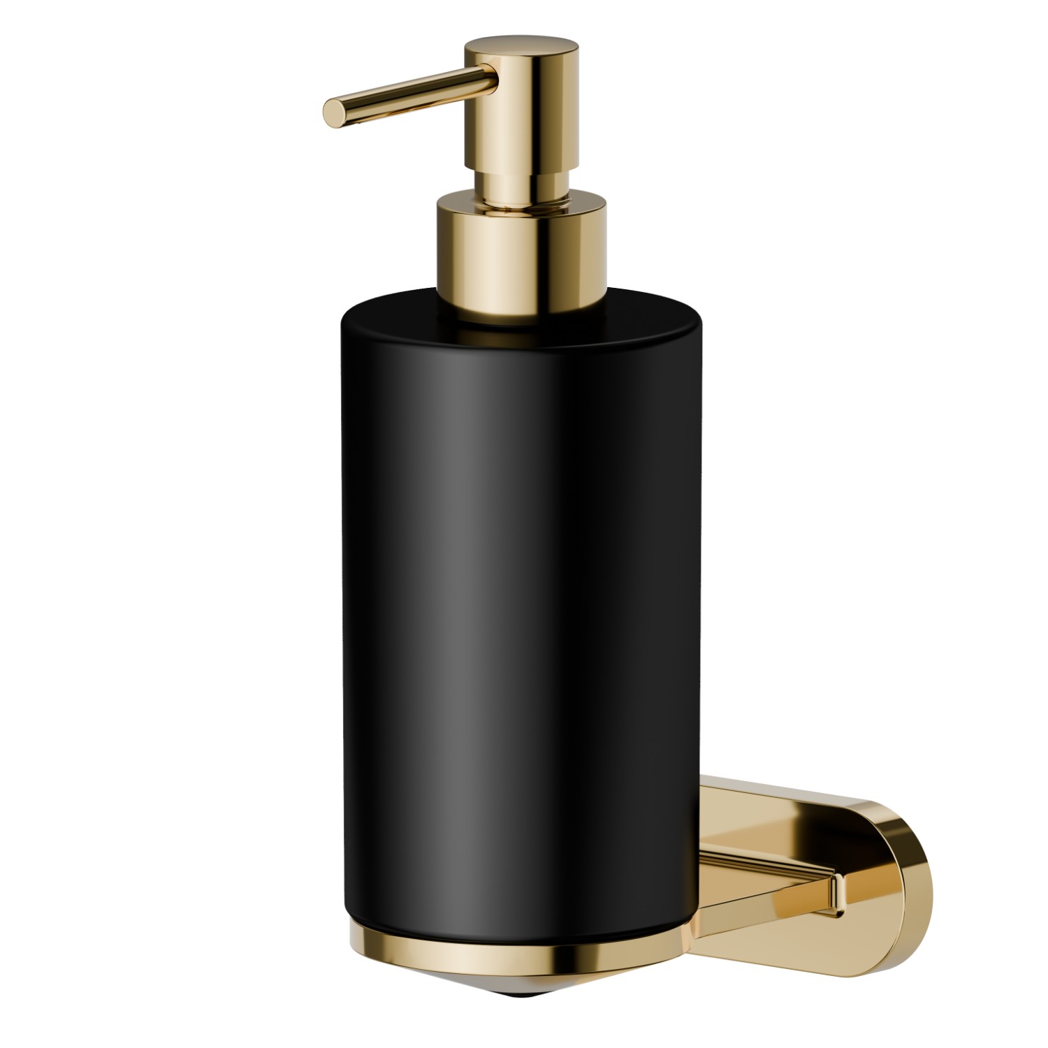 Wall-mounted soap dispenser. Black ceramic - finish PVD Glossy Gold