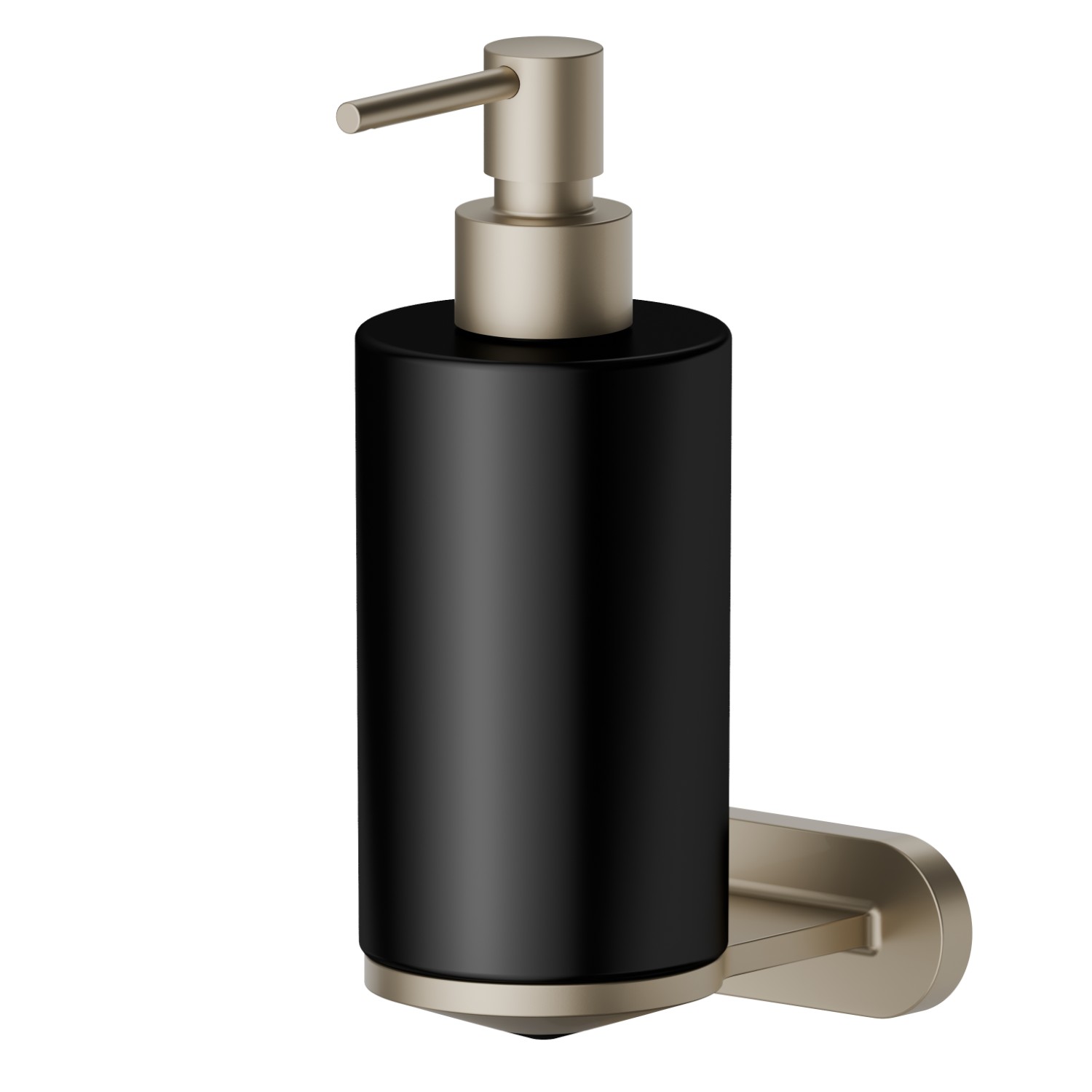 Wall-mounted soap dispenser. Black ceramic - finish Gold Satin