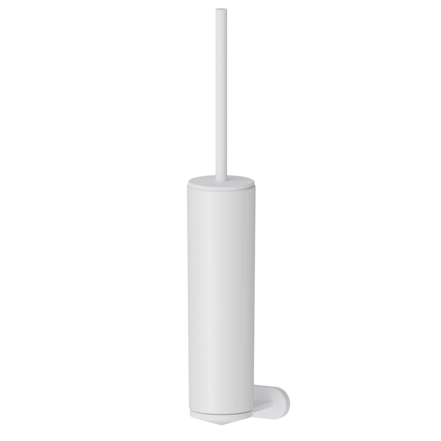 Wall-mounted toilet brush holder with brush. White ceramic - finish Matt White