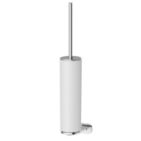 Wall-mounted toilet brush holder with brush. White ceramic - finish Chrome