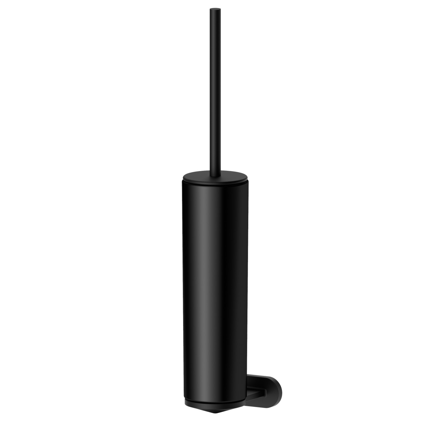 Wall-mounted toilet brush holder with brush. Black ceramic - finish Matt Black