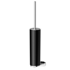 Wall-mounted toilet brush holder with brush. Black ceramic - finish Chrome