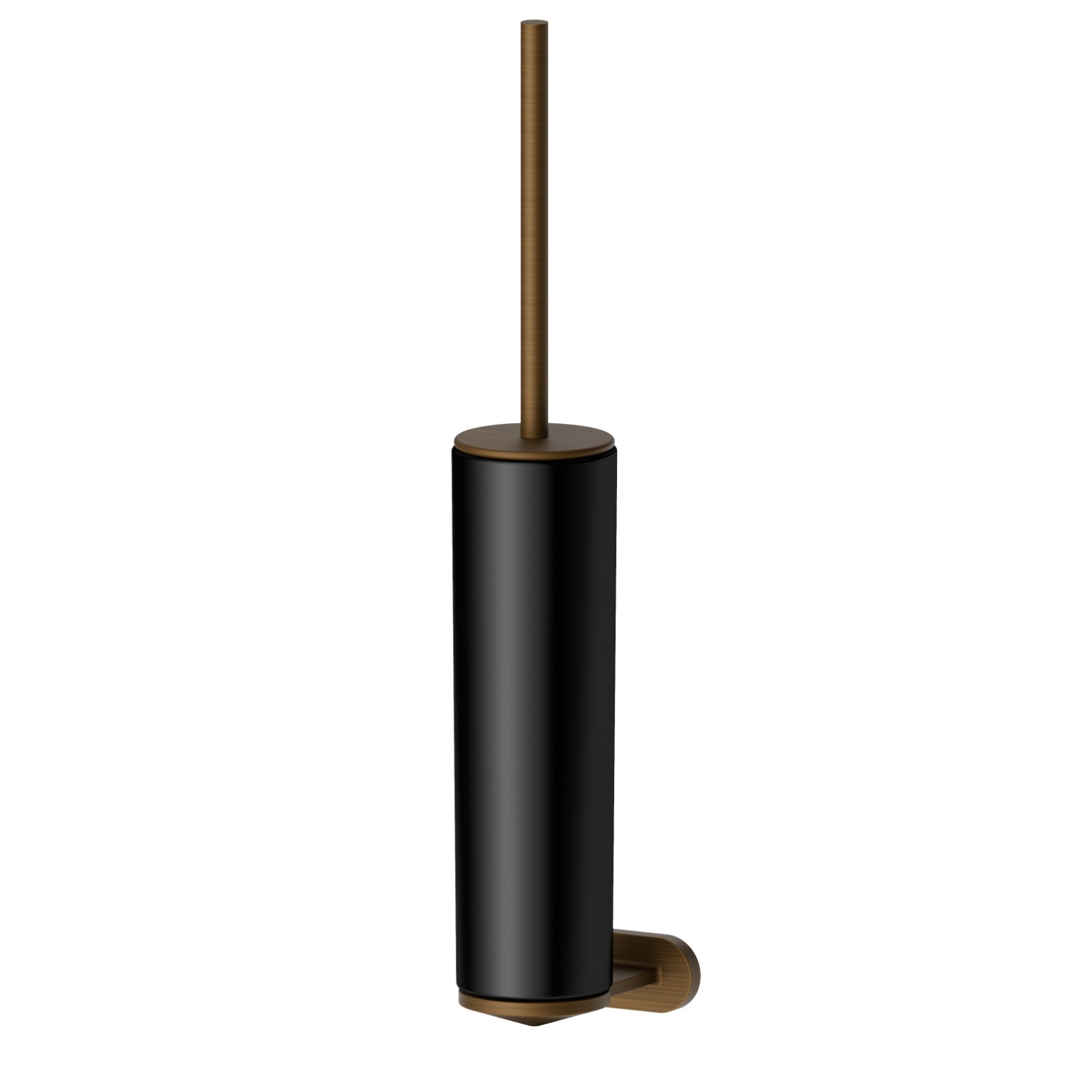 Wall-mounted toilet brush holder with brush. Black ceramic - finish Groove Bronze