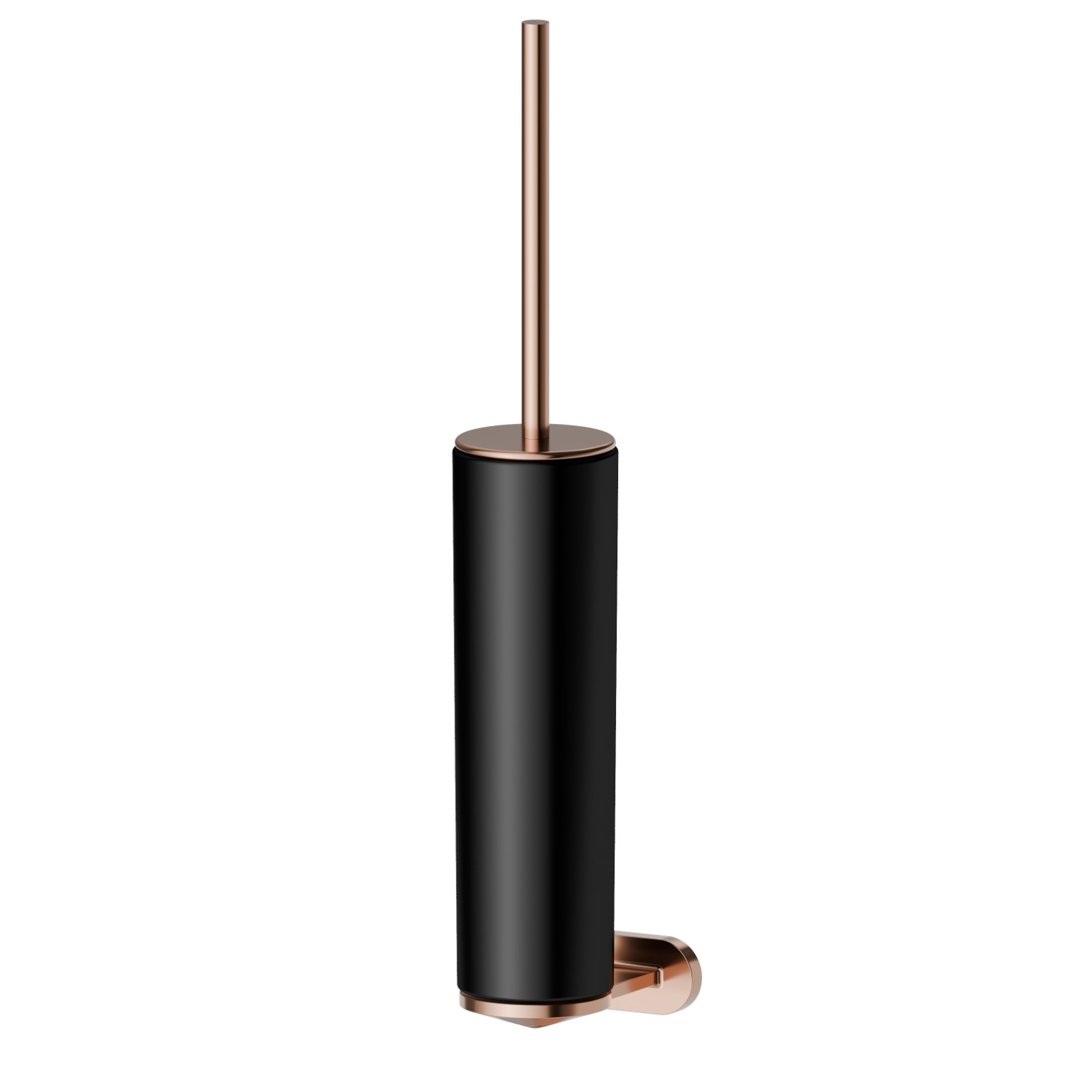 Wall-mounted toilet brush holder with brush. Black ceramic - finish PVD Copper Bronze