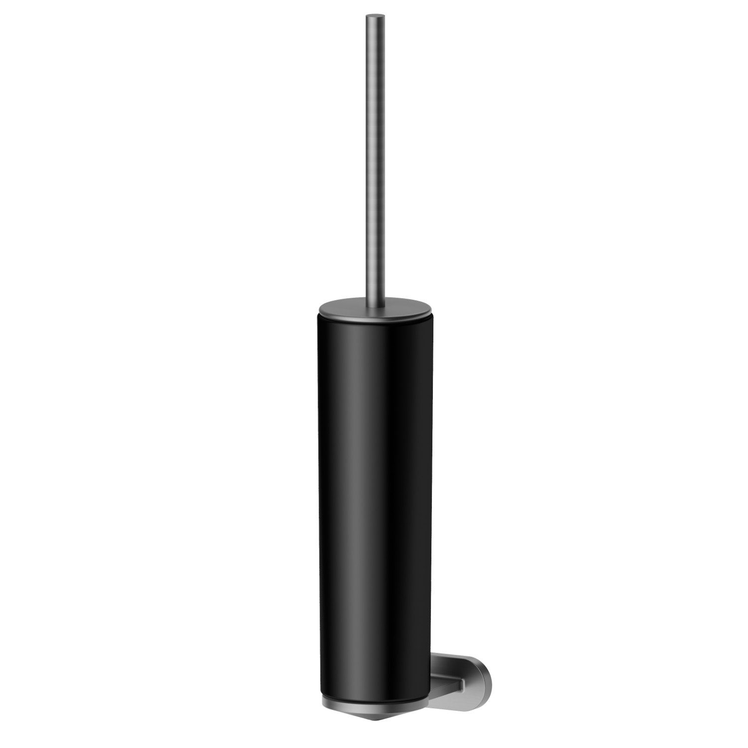 Wall-mounted toilet brush holder with brush. Black ceramic - finish PVD Brushed Gun Metal