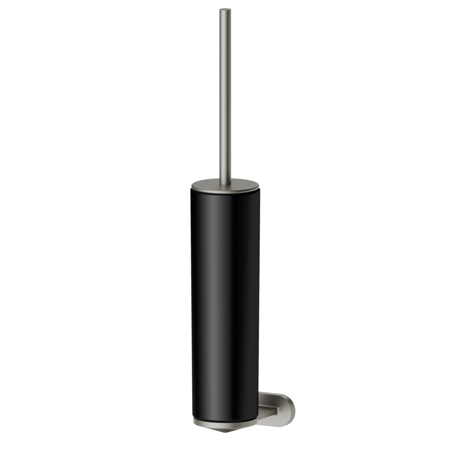 Porte-brosse de toilette murale avec brosse. Céramique noire - finition Titanium Satin