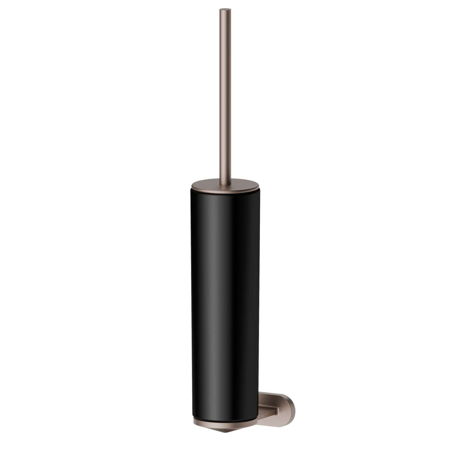 Wall-mounted toilet brush holder with brush. Black ceramic - finish Copper Glossy