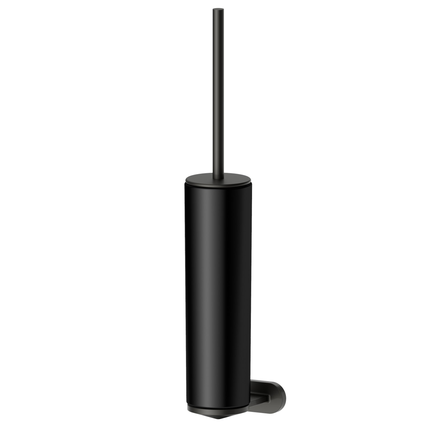 Wall-mounted toilet brush holder with brush. Black ceramic - finish Carbon Satin