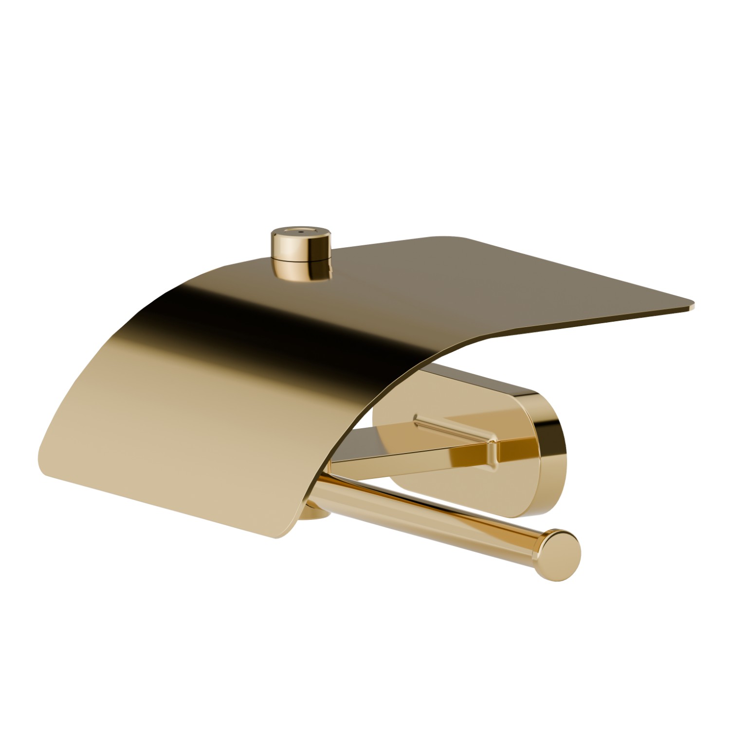 Right-side wall-mounted paper holder with cover - finish PVD Glossy Gold