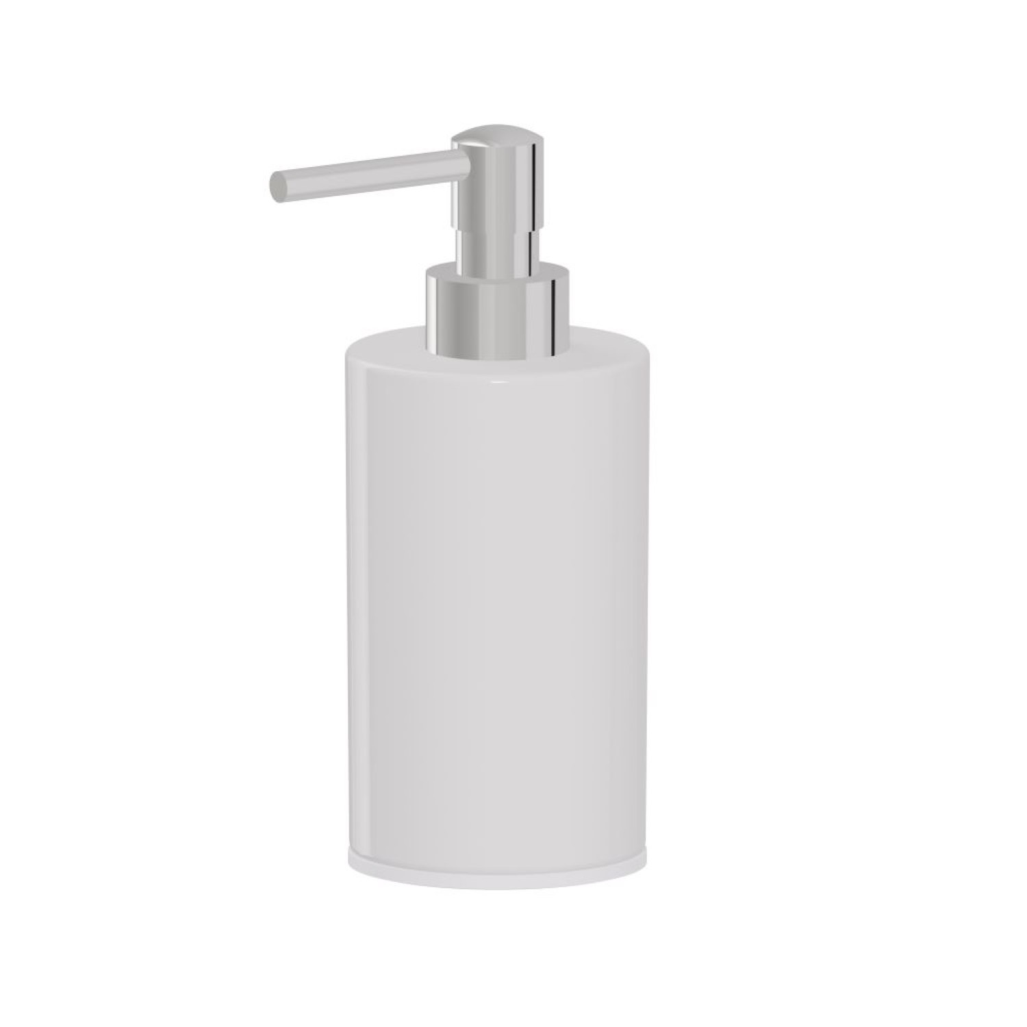 Freestanding soap dispenser. White ceramic - finish Chrome