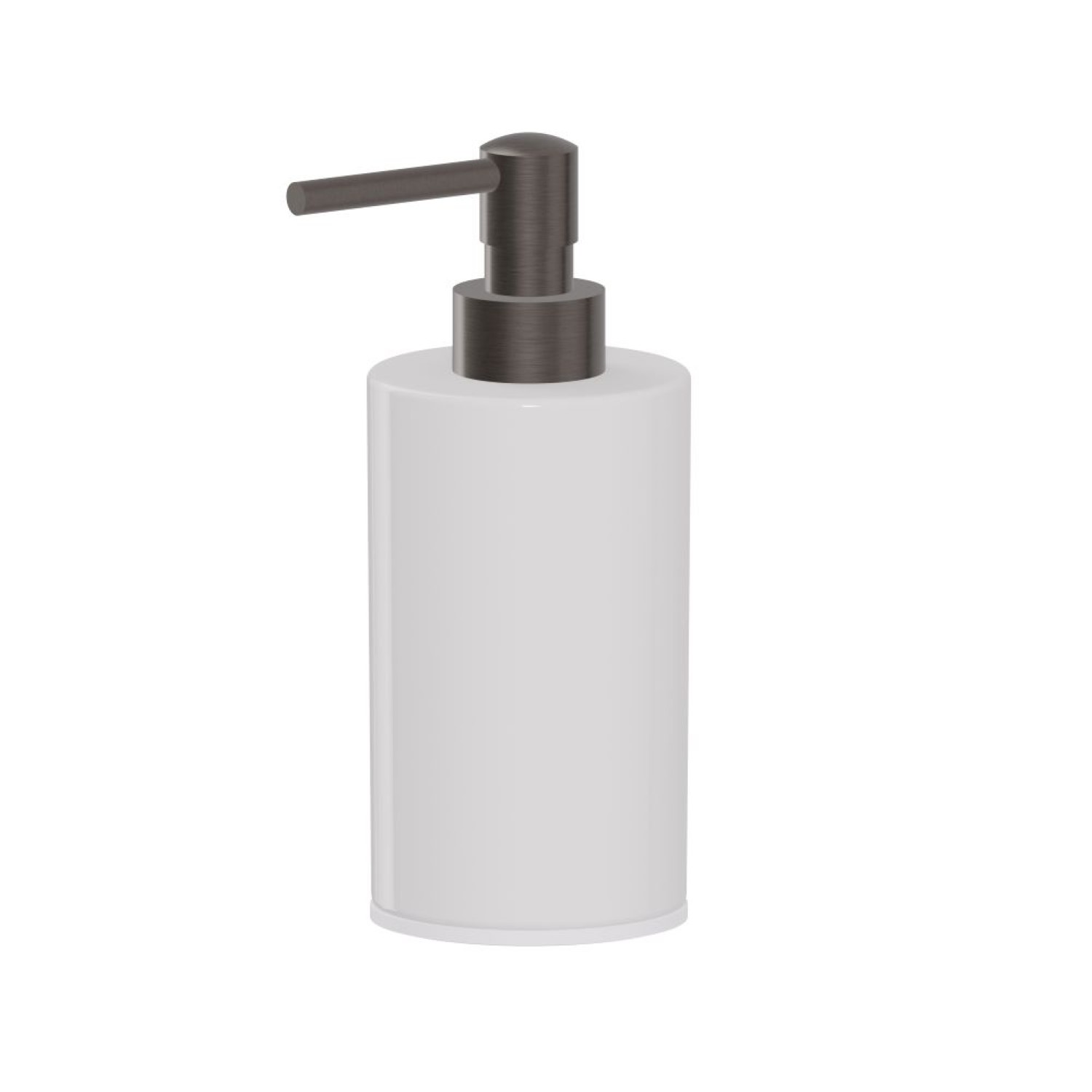 Freestanding soap dispenser. White ceramic - finish PVD Brushed Gun Metal