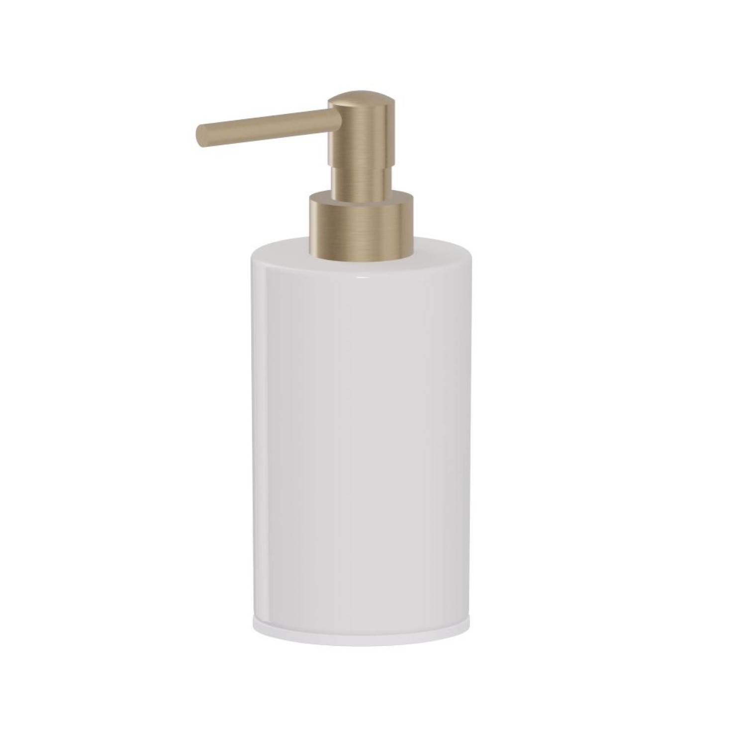 Freestanding soap dispenser. White ceramic - finish PVD Brushed Pale Gold