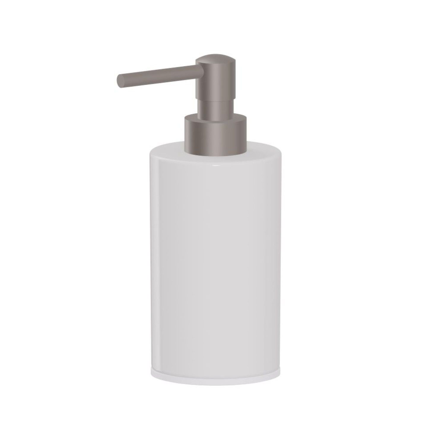 Freestanding soap dispenser. White ceramic - finish Titanium Satin