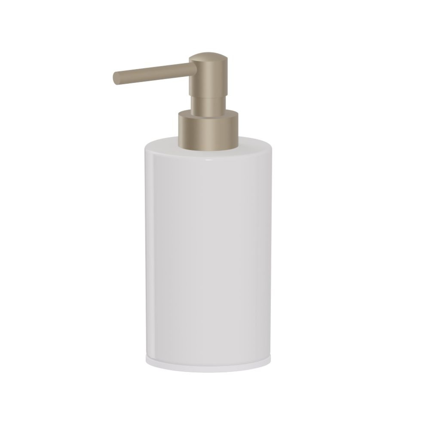 Freestanding soap dispenser. White ceramic - finish Gold Satin