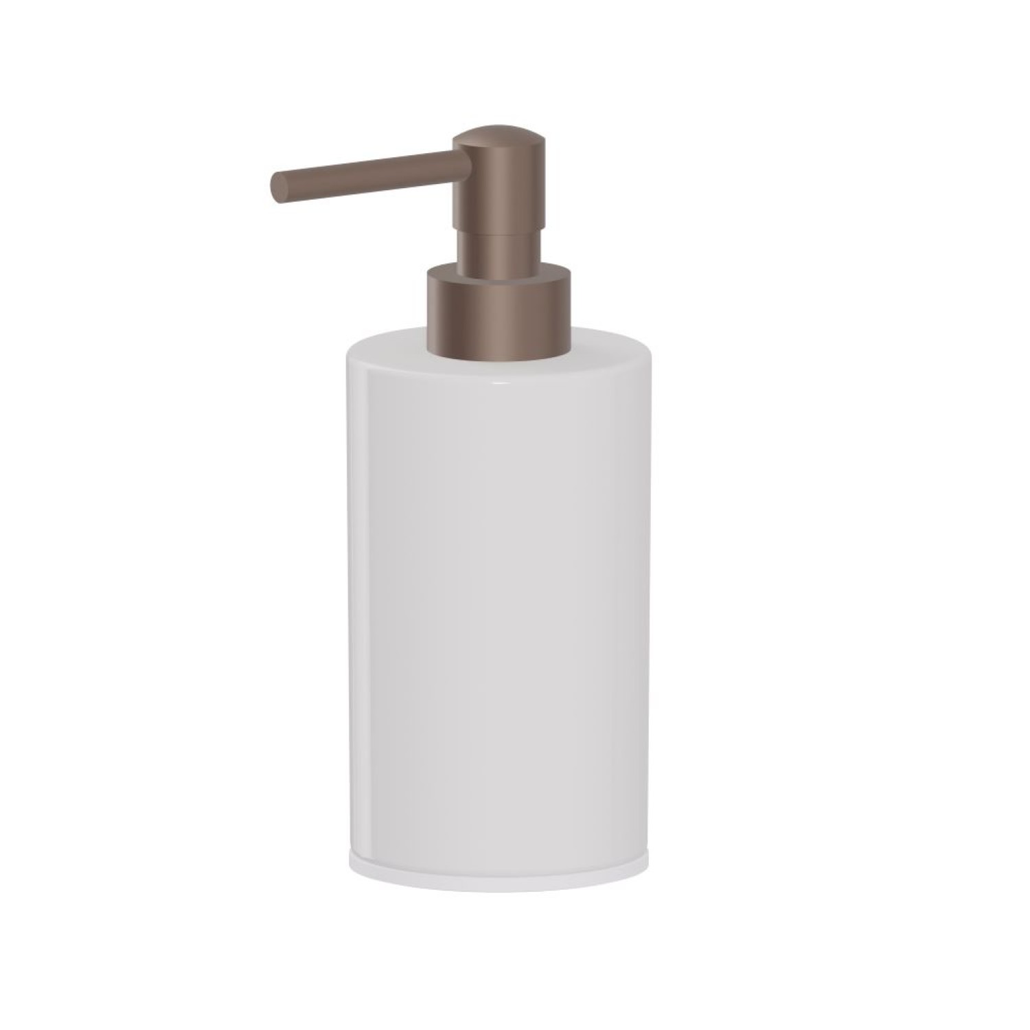 Freestanding soap dispenser. White ceramic - finish Copper Glossy