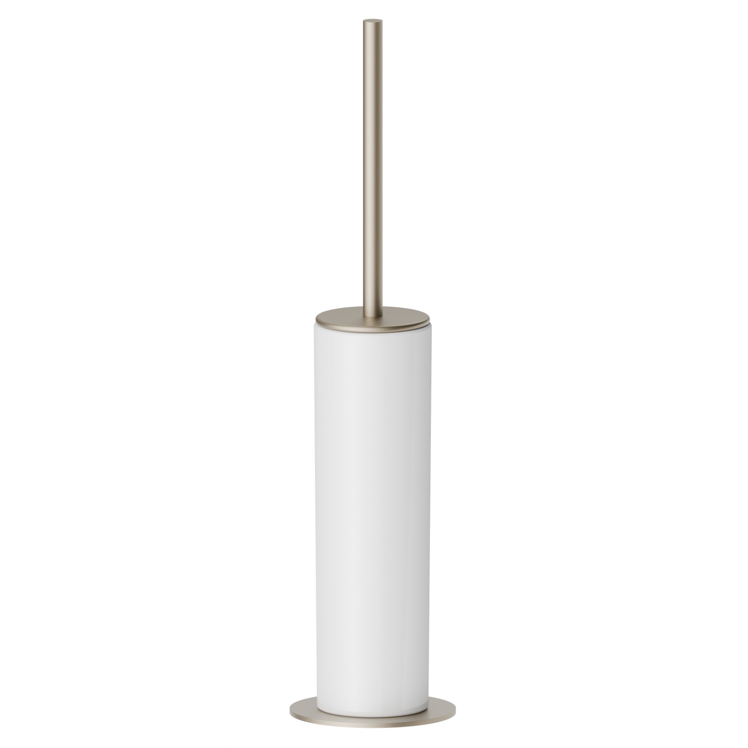 Porte-brosse de toilette sur pied avec brosse. Céramique blanche - finition Gold Satin