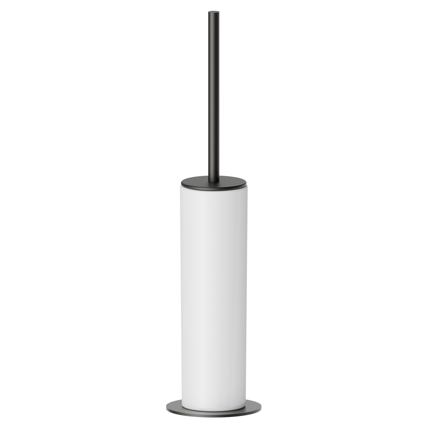Freestanding toilet brush holder with brush. White ceramic - finish Carbon Satin