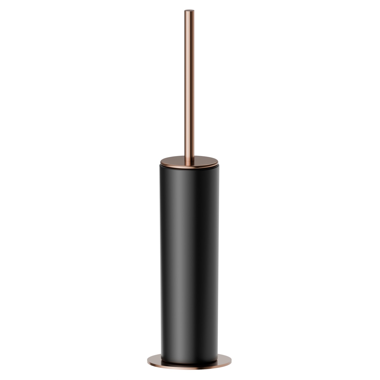 Porte-brosse de toilette sur pied avec brosse. Céramique noire - finition PVD Copper Bronze