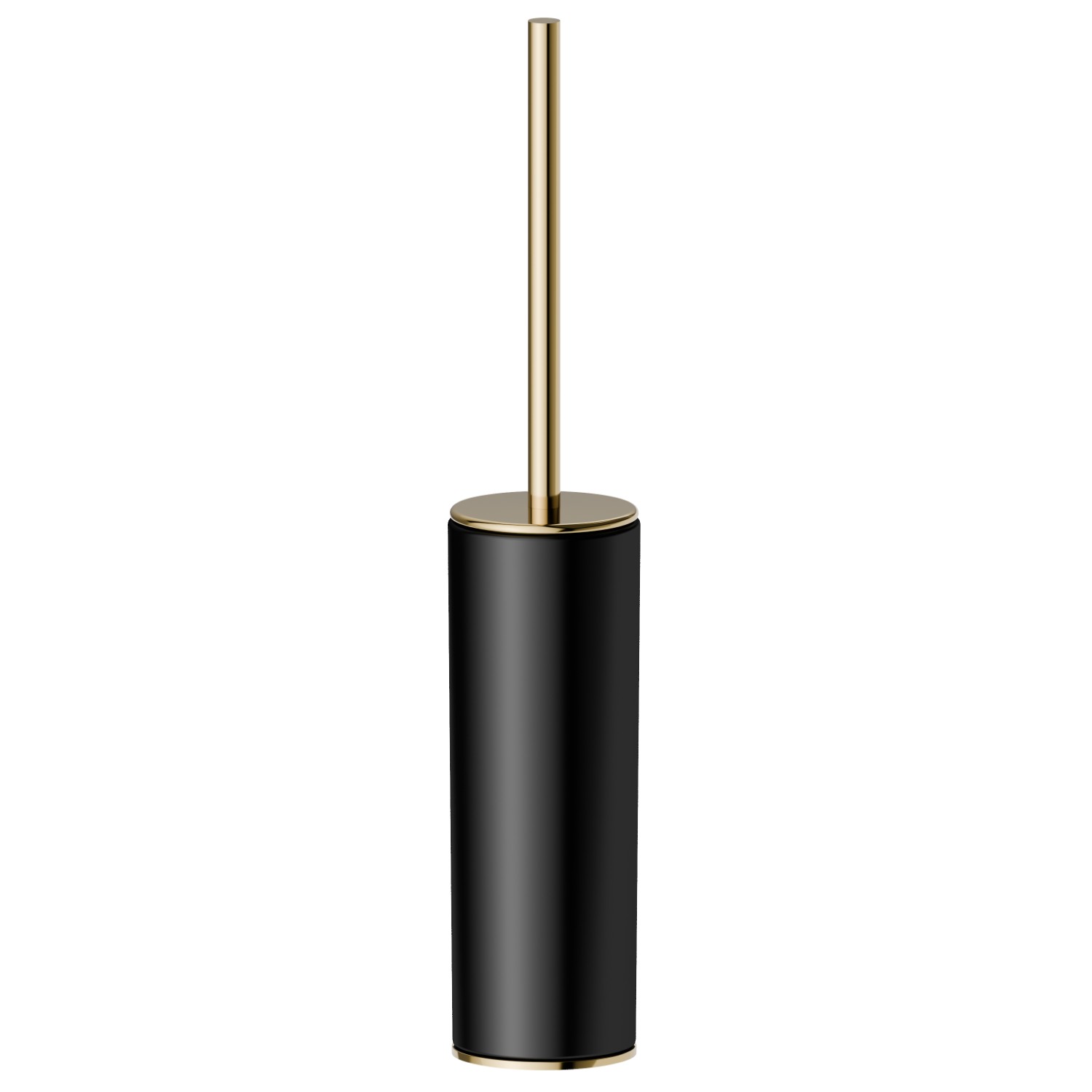 Porte-brosse de toilette sur pied avec brosse. Céramique noire - finition PVD Glossy Gold