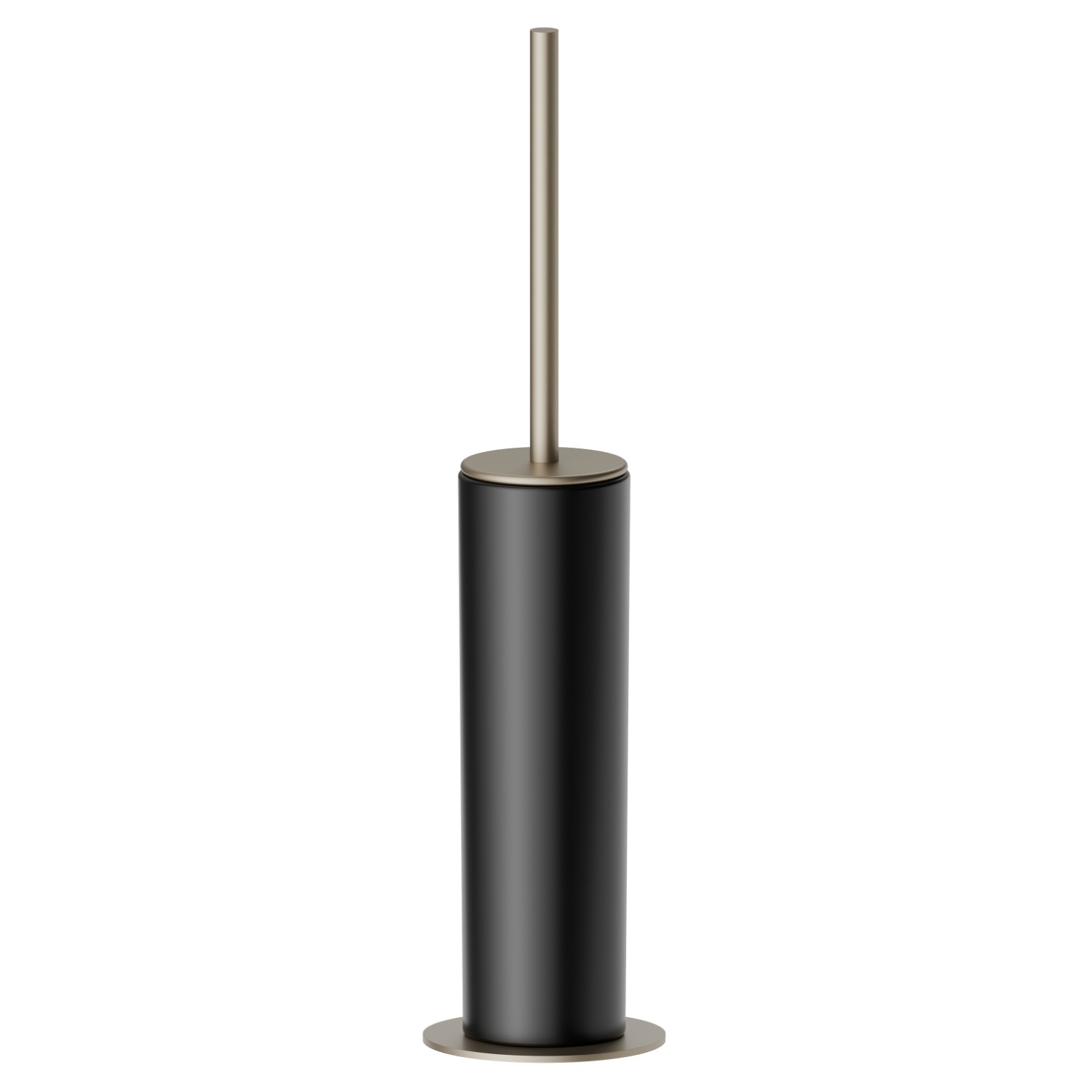 Freistehender WC-Bürstengarnitur mit
Toilettenbürste. Schwarze keramik - oberfläche Gold Satin