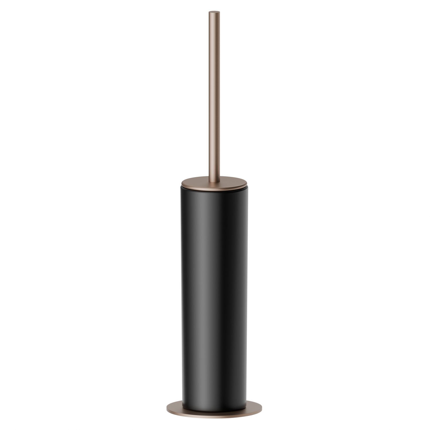 Porta scopino da appoggio con scopino. Ceramica Nera - finitura Copper Satin